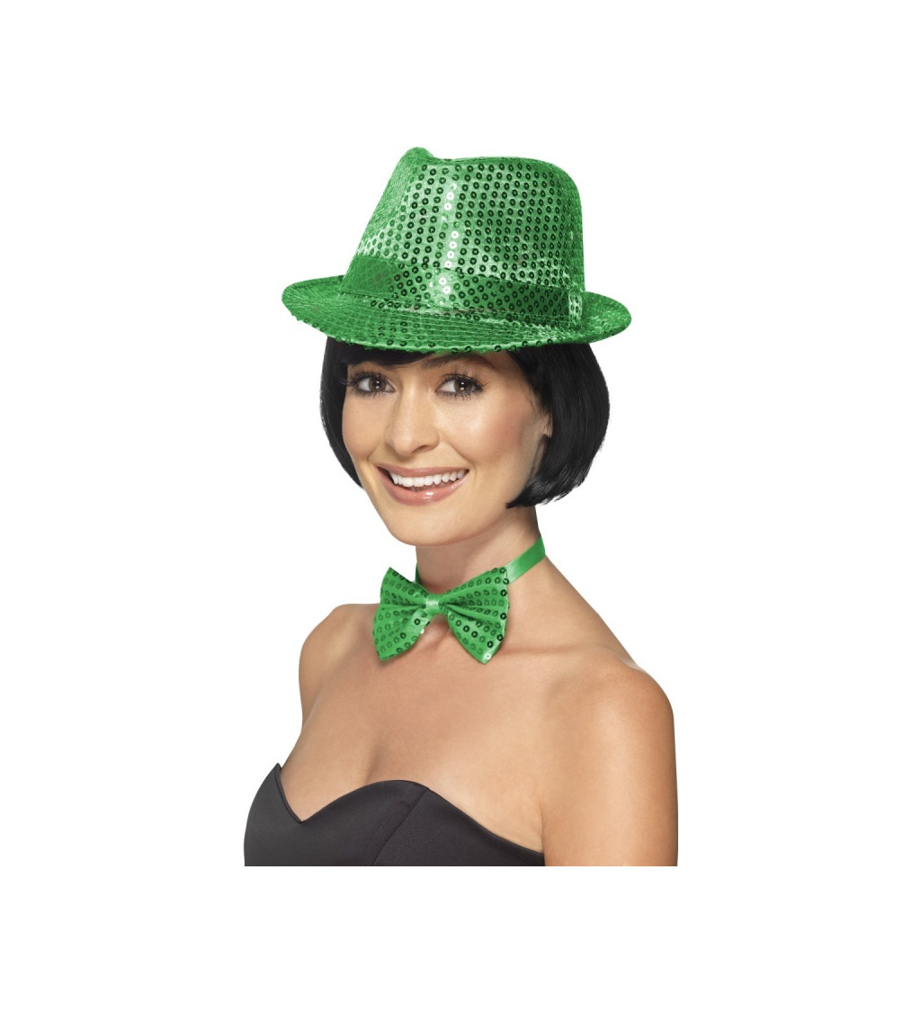Flitrovaný klobúk - zelený