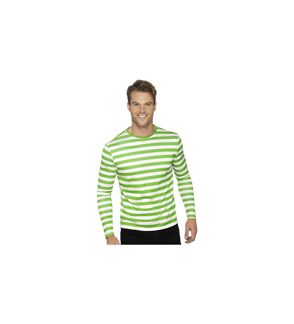 Zeleno-biele pruhované tričko s dlhým rukávom
