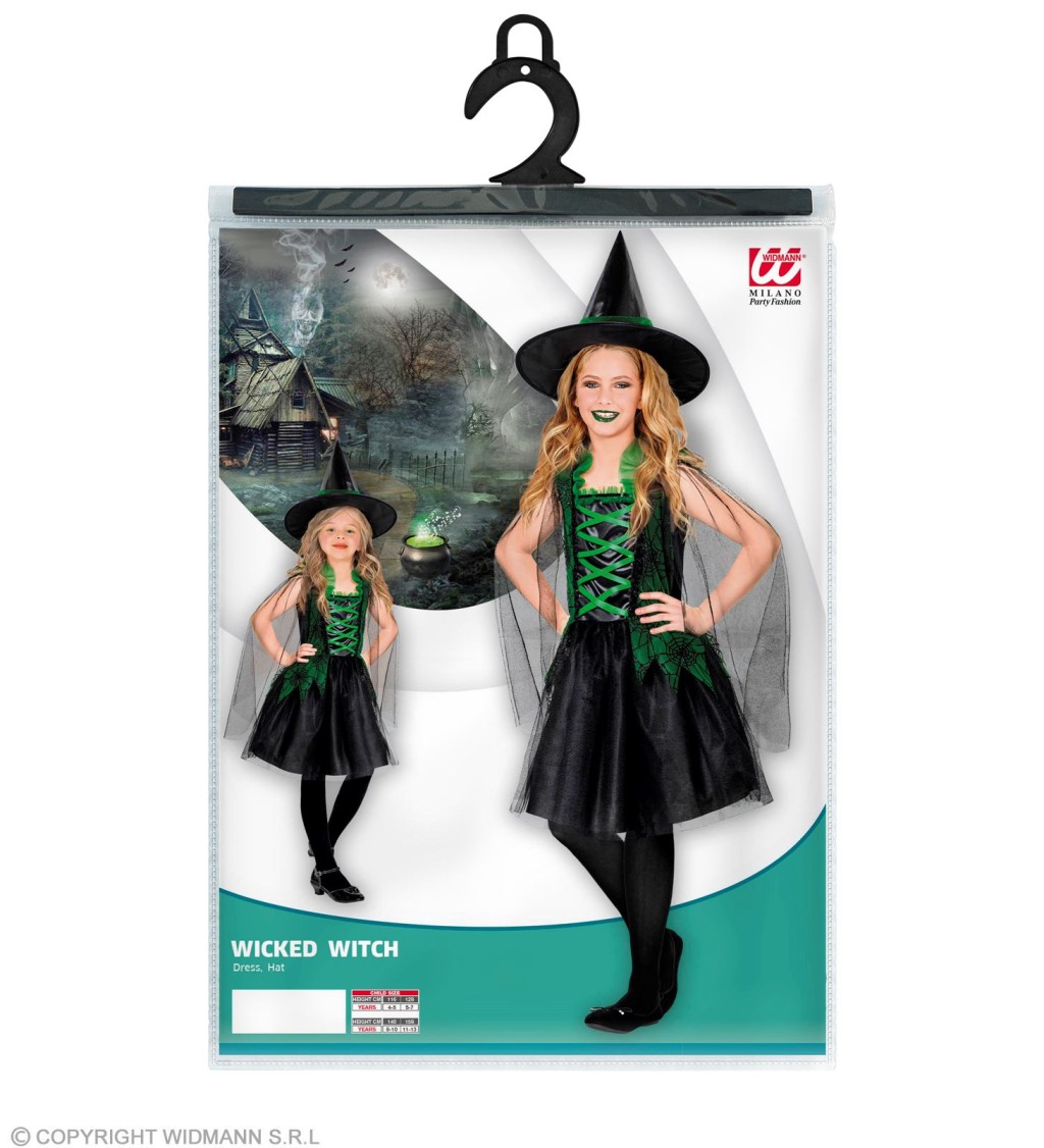 Detský kostým Zelená čarodejnica