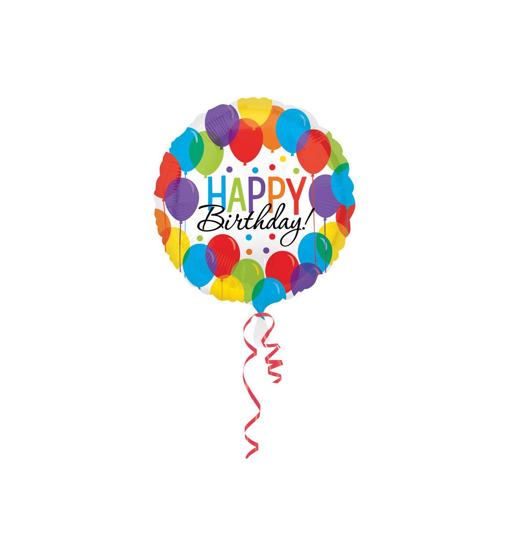 Fóliový balón s balónmi Happy Birthday