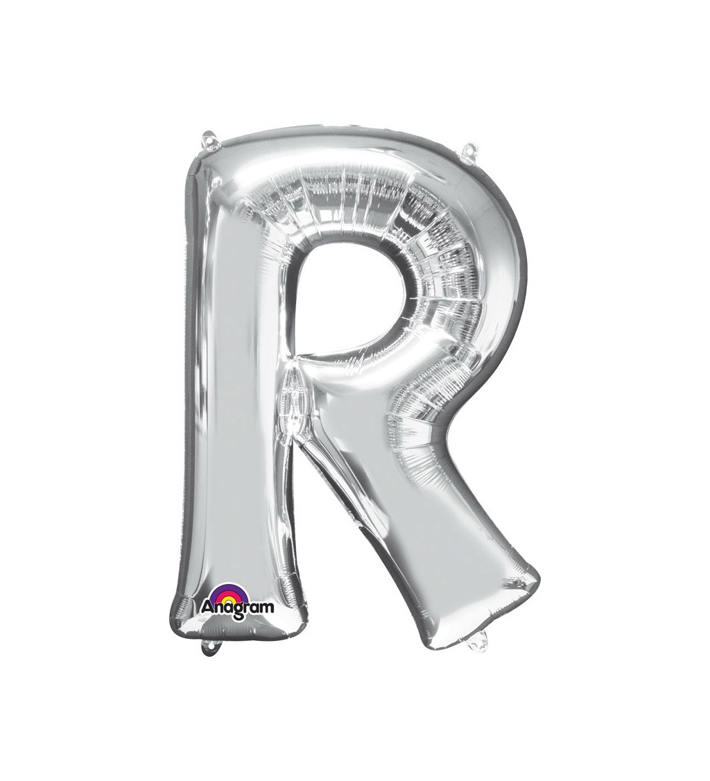 Balón fóliový Písmeno "R" - strieborný