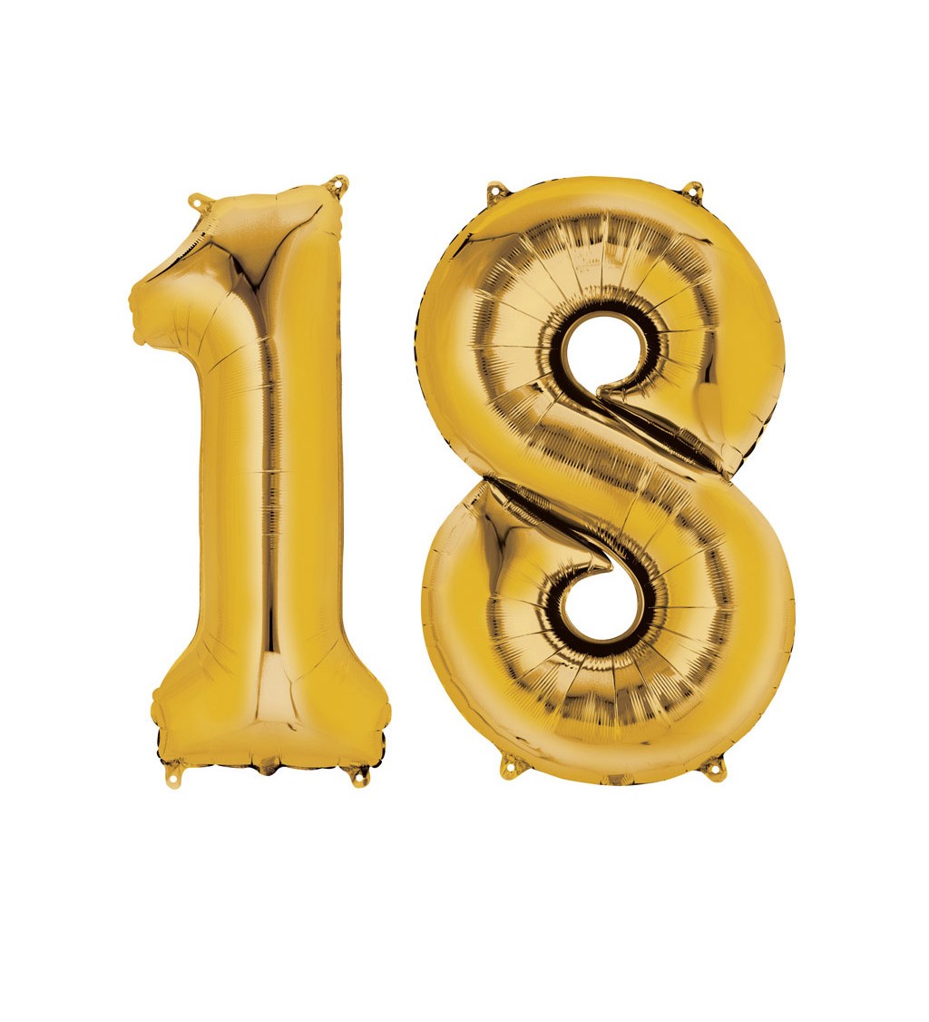 Balónik "18" - zlatý
