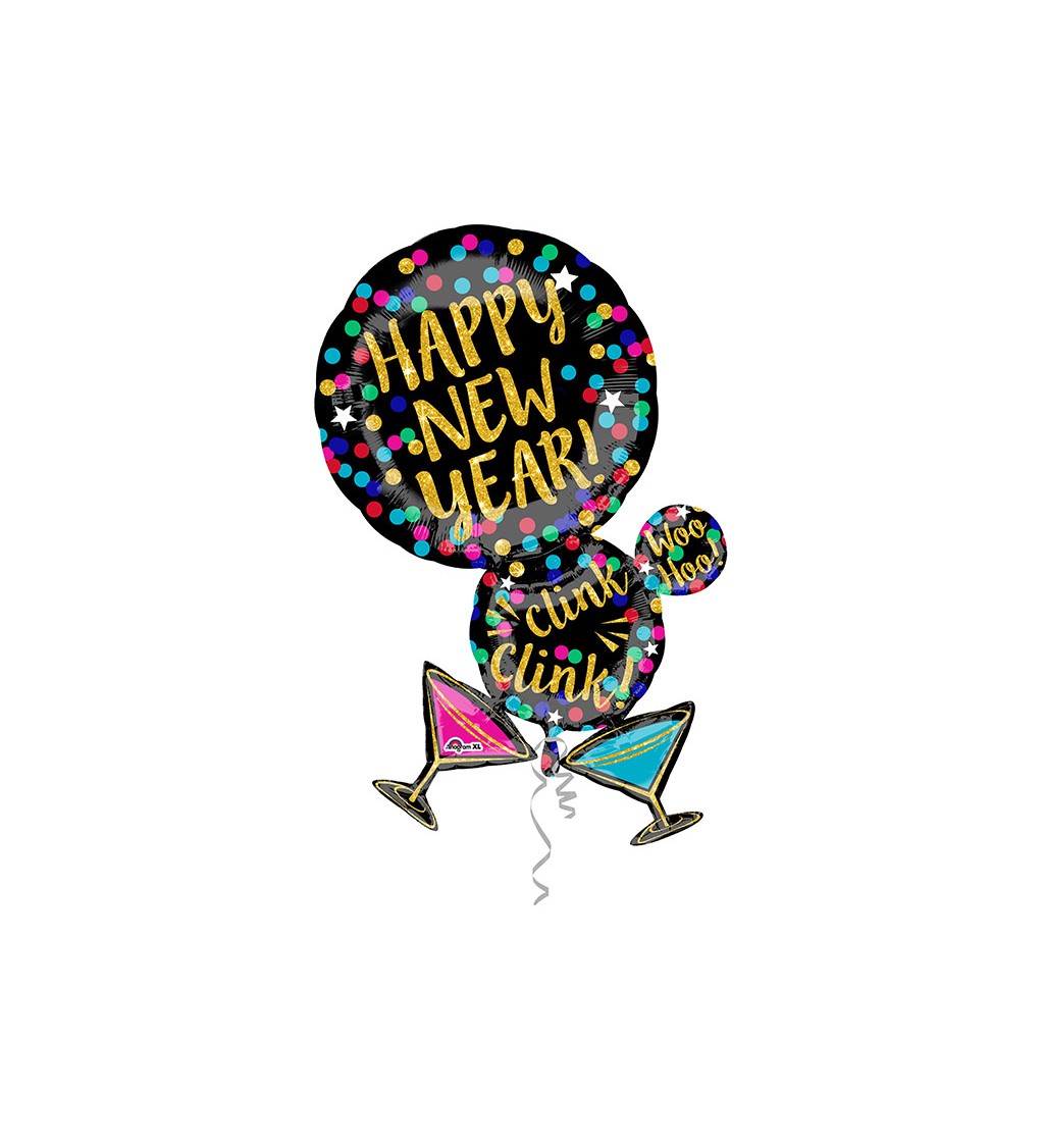 Čierny balón s nápisom Happy New Year