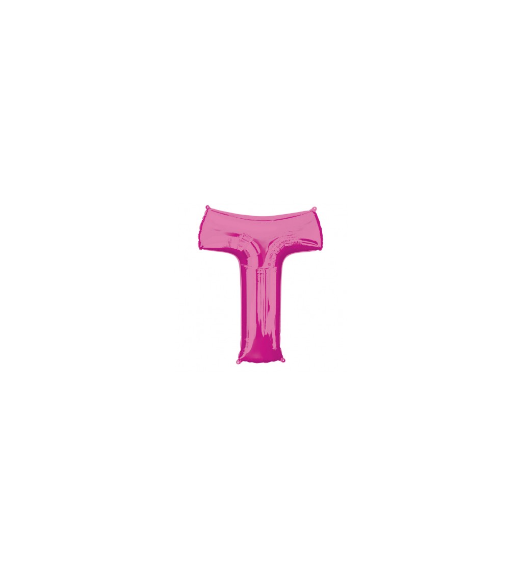 Balón fóliový "Písmeno "T" - ružový