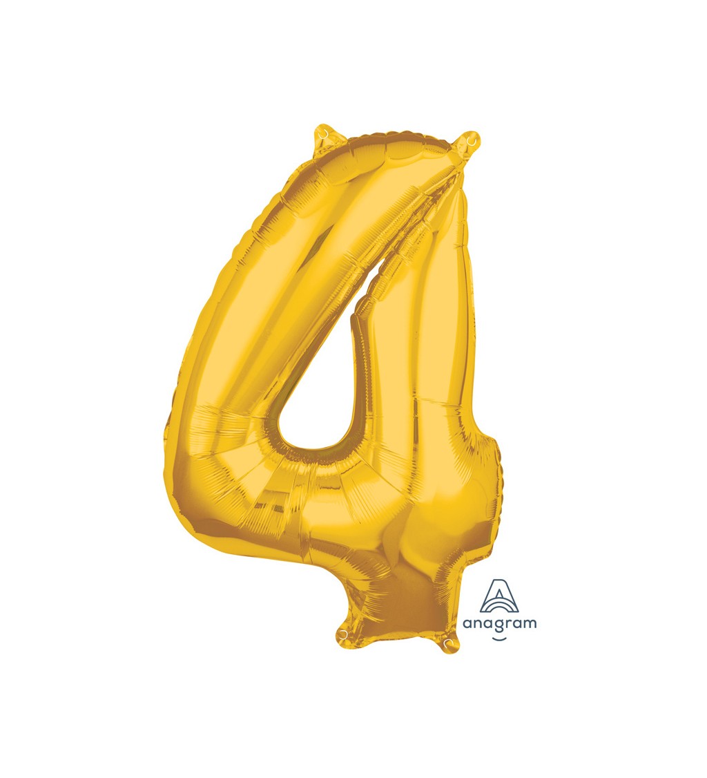 Fóliový balónik "4" - zlatý 66cm