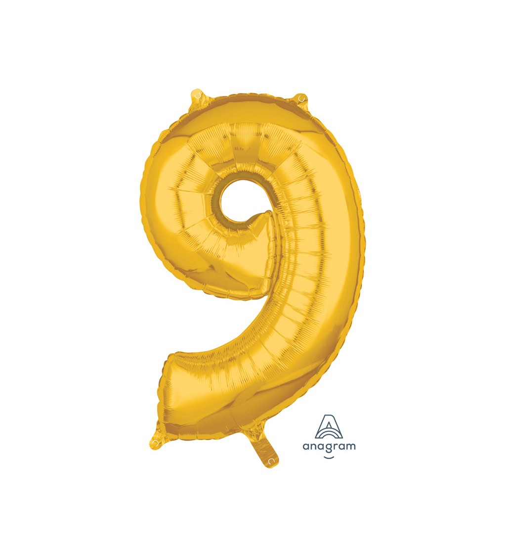 Fóliový balónik "9" - zlatý 66cm