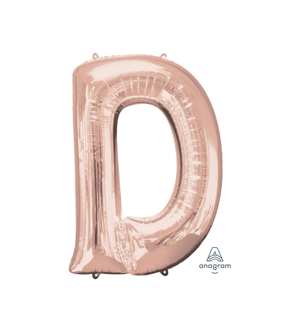 Fóliový balónik "D" - rose gold 83cm