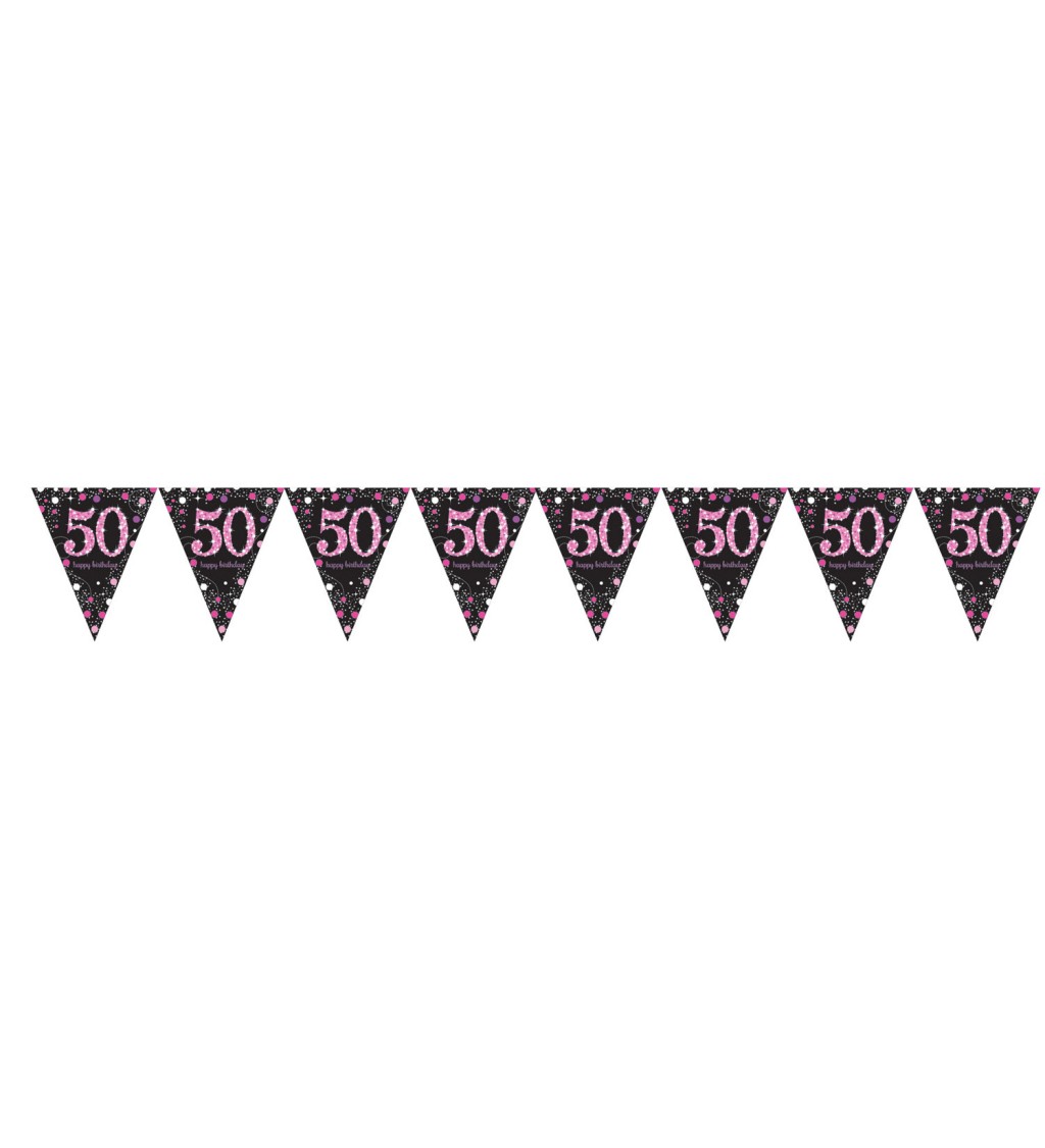 Banner Trojuholník  50 Luxusná oslava - ružový