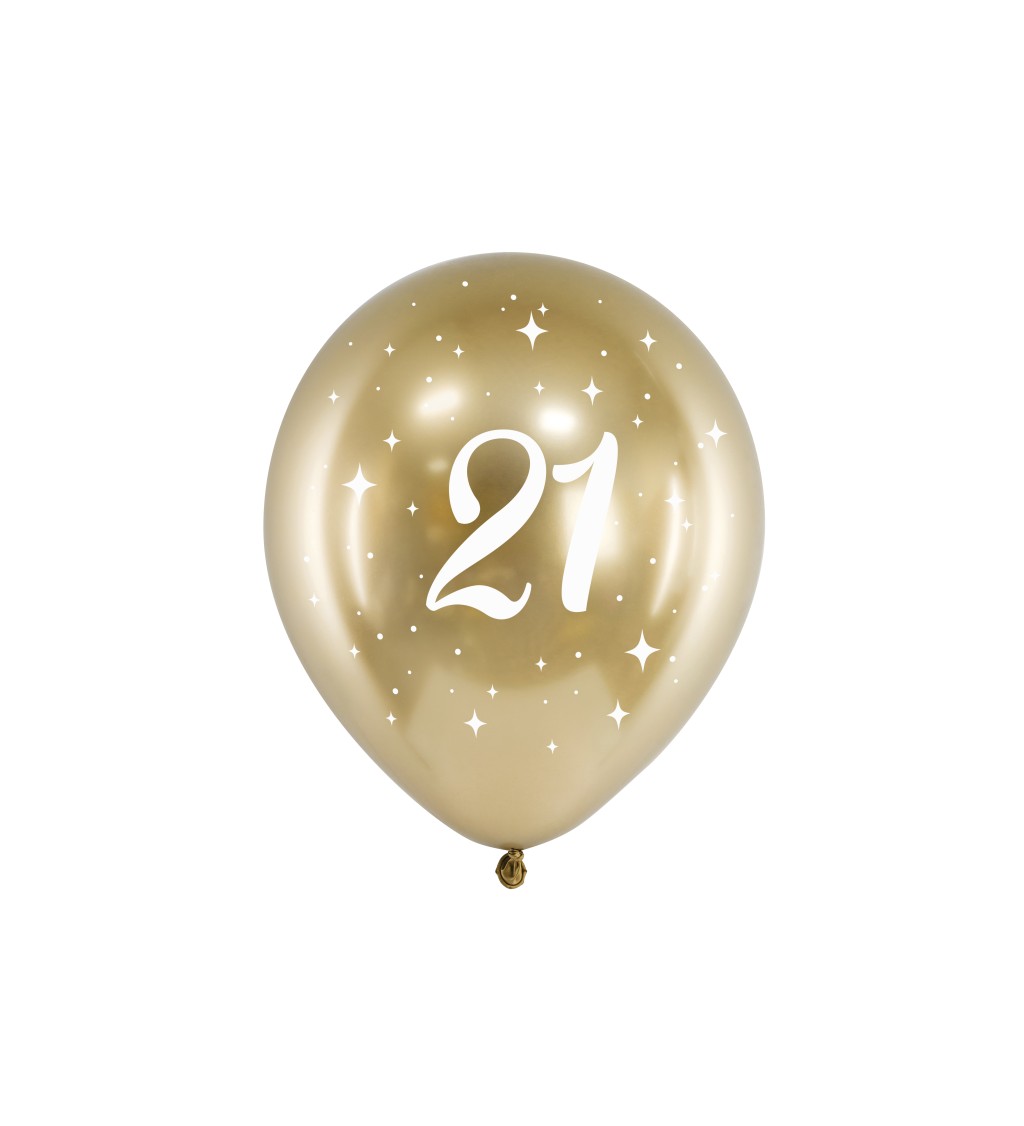 Lesklý zlatý balónik 21 sada