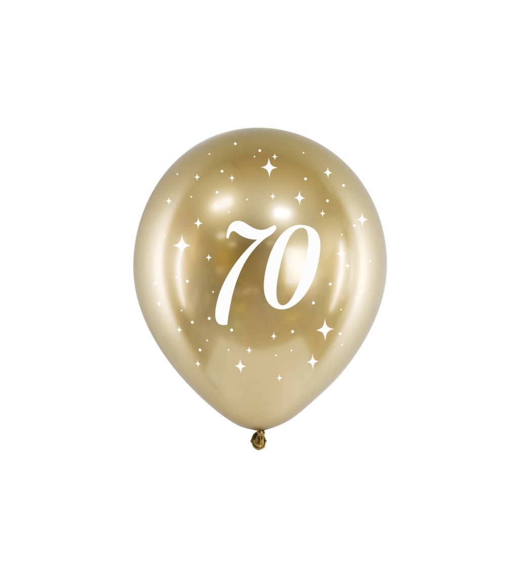 Lesklý zlatý balónik 70 sada