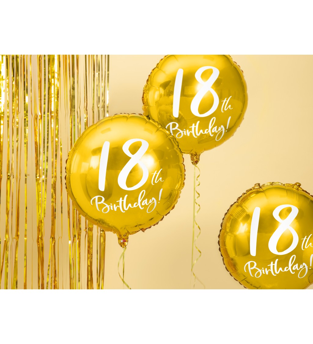 Zlatý fóliový balónik 18. narodeniny