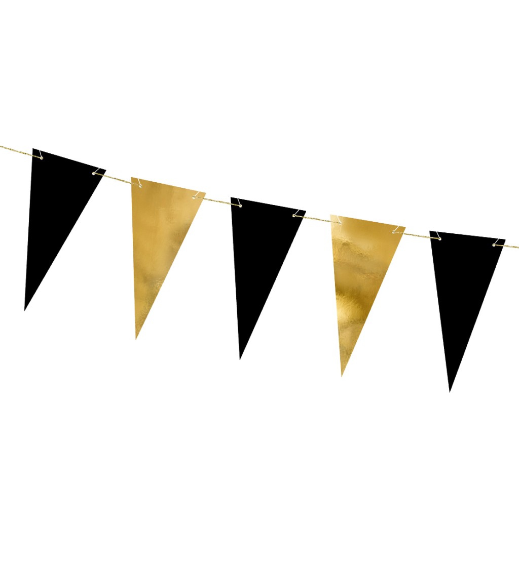 Girlanda - trojuholníky čierna a zlatá