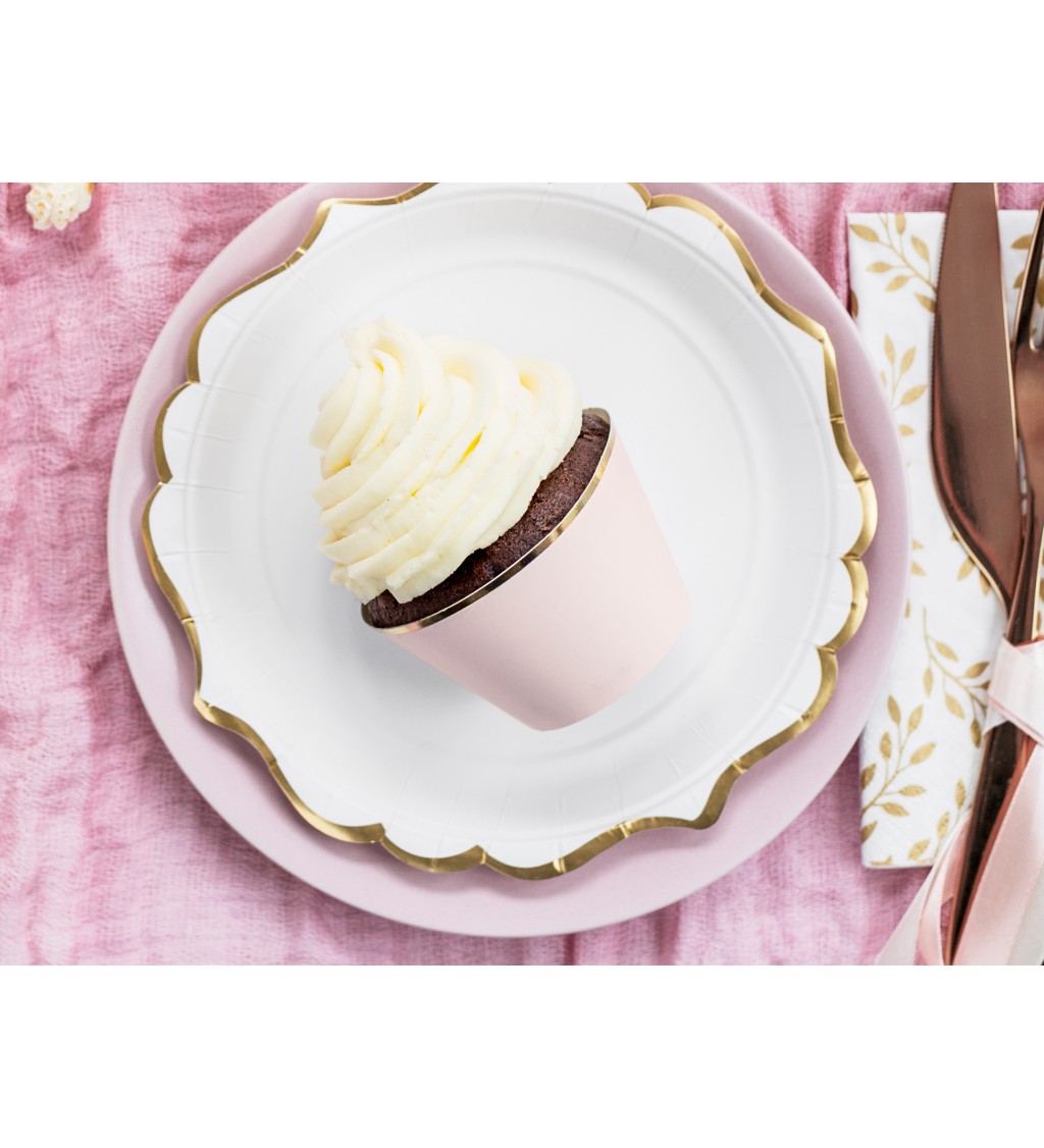 Cupcake košíky - ružové so zlatým lemom