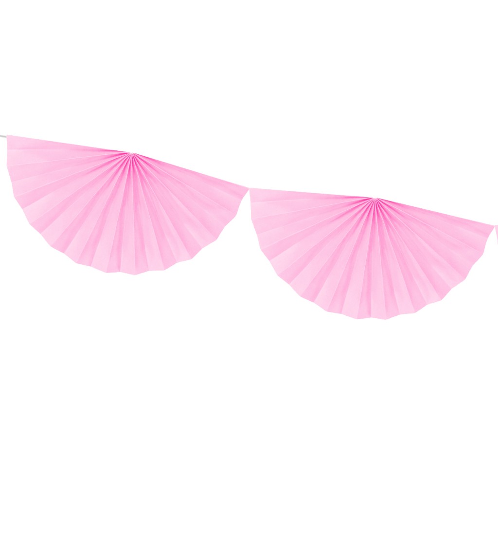 Girlanda - vejáriky svetlo ružové väčšie