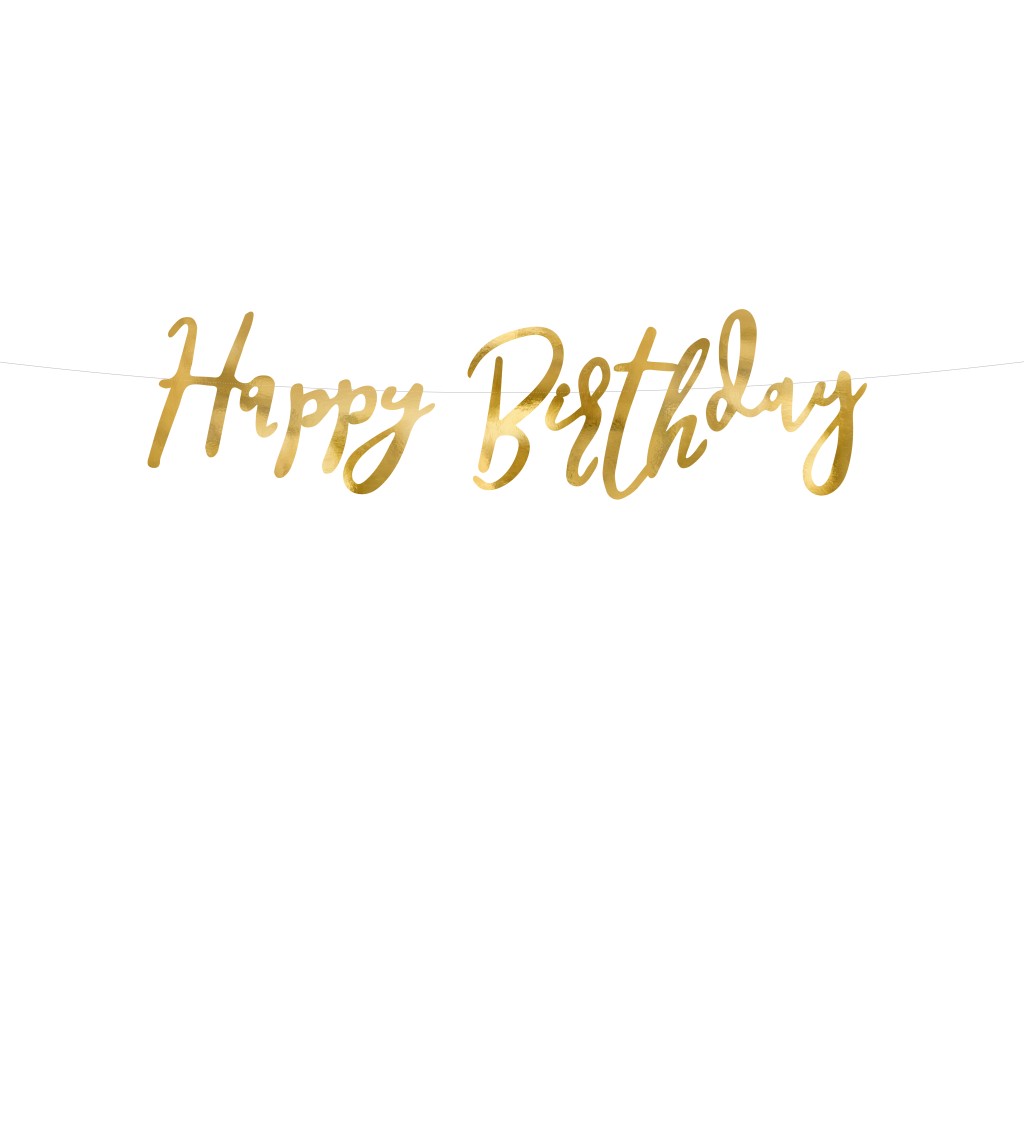 Girlanda Happy Birthday - zlatá