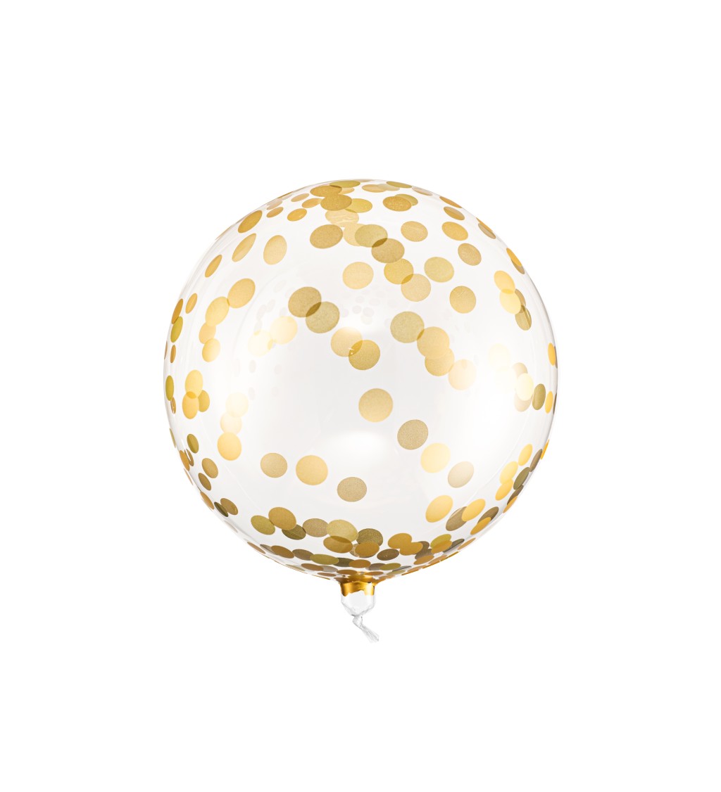 Balón Orbz v čírej farbe so zlatými bodkami
