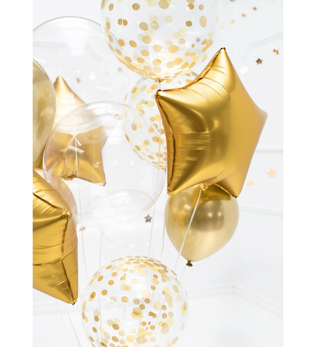 Balón Orbz v čírej farbe so zlatými bodkami