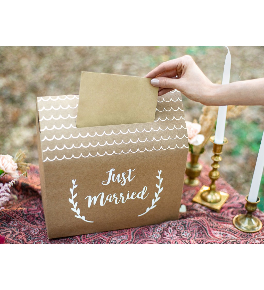 Svadobná krabica na obálky - Just Married