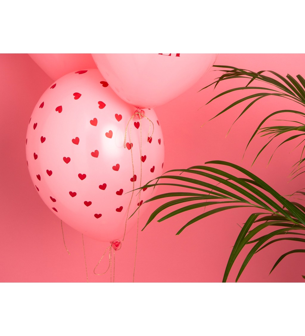 Ružové balóniky so srdiečkami