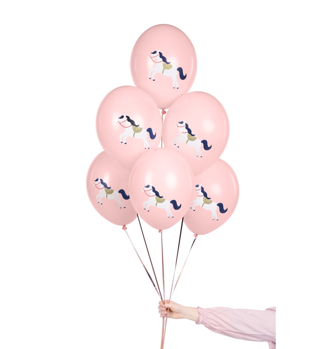Latexový ružový balónik s koníkom