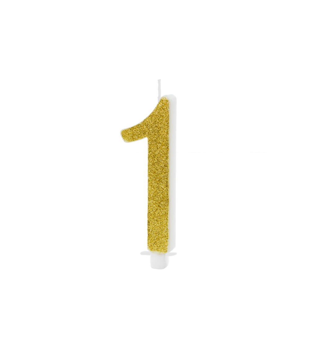 Zlatá sviečka na tortu "1"