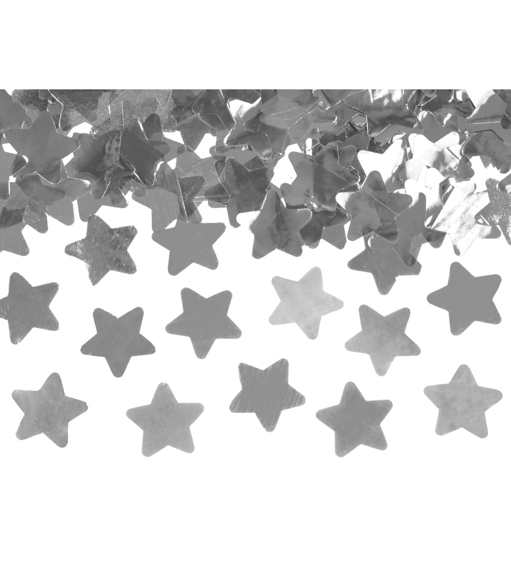 Strieľajúce konfety strieborné hviezdy