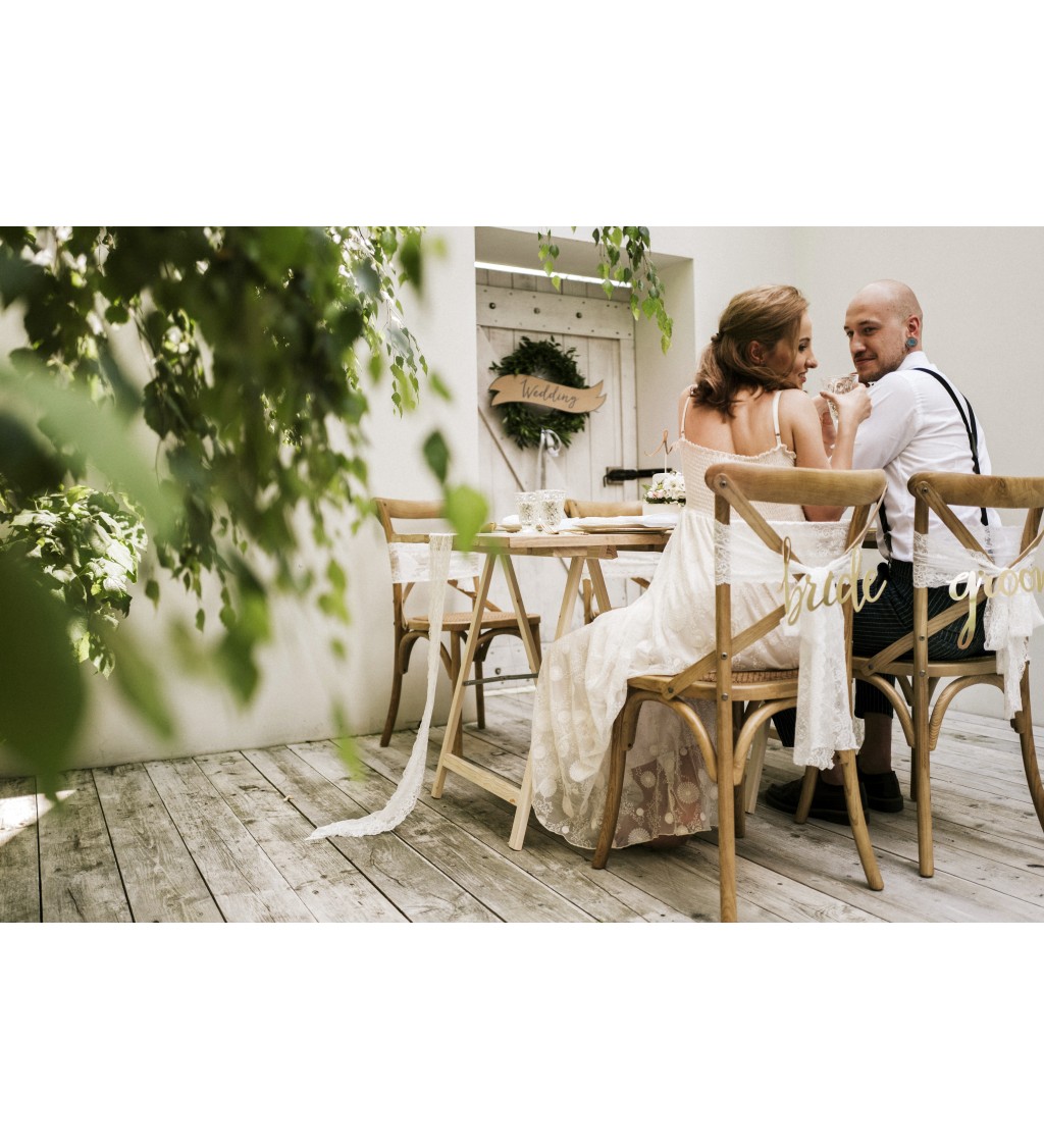 Závesné nápisy na stoličky - novomanželské