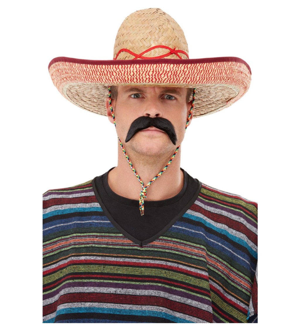 Sombrero - slamené, červený lem