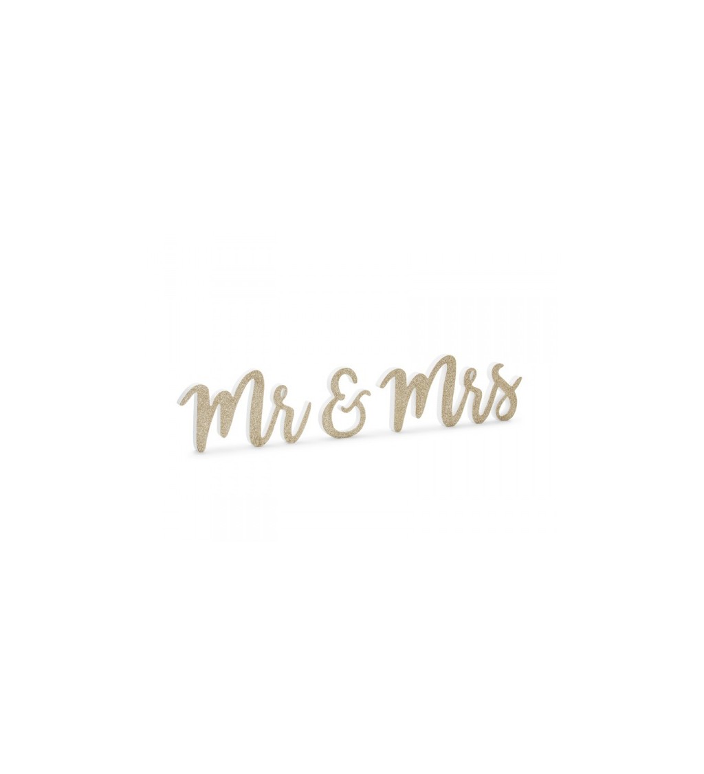 Drevený dekoratívný nápis Mr & Mrs
