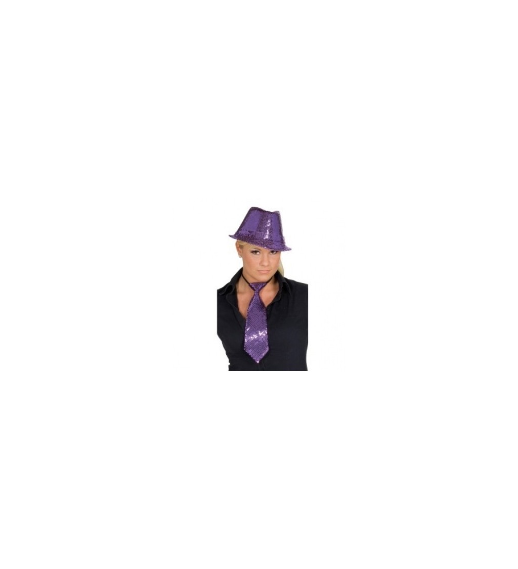 Flitrovaný elegantný klobúk - fialový