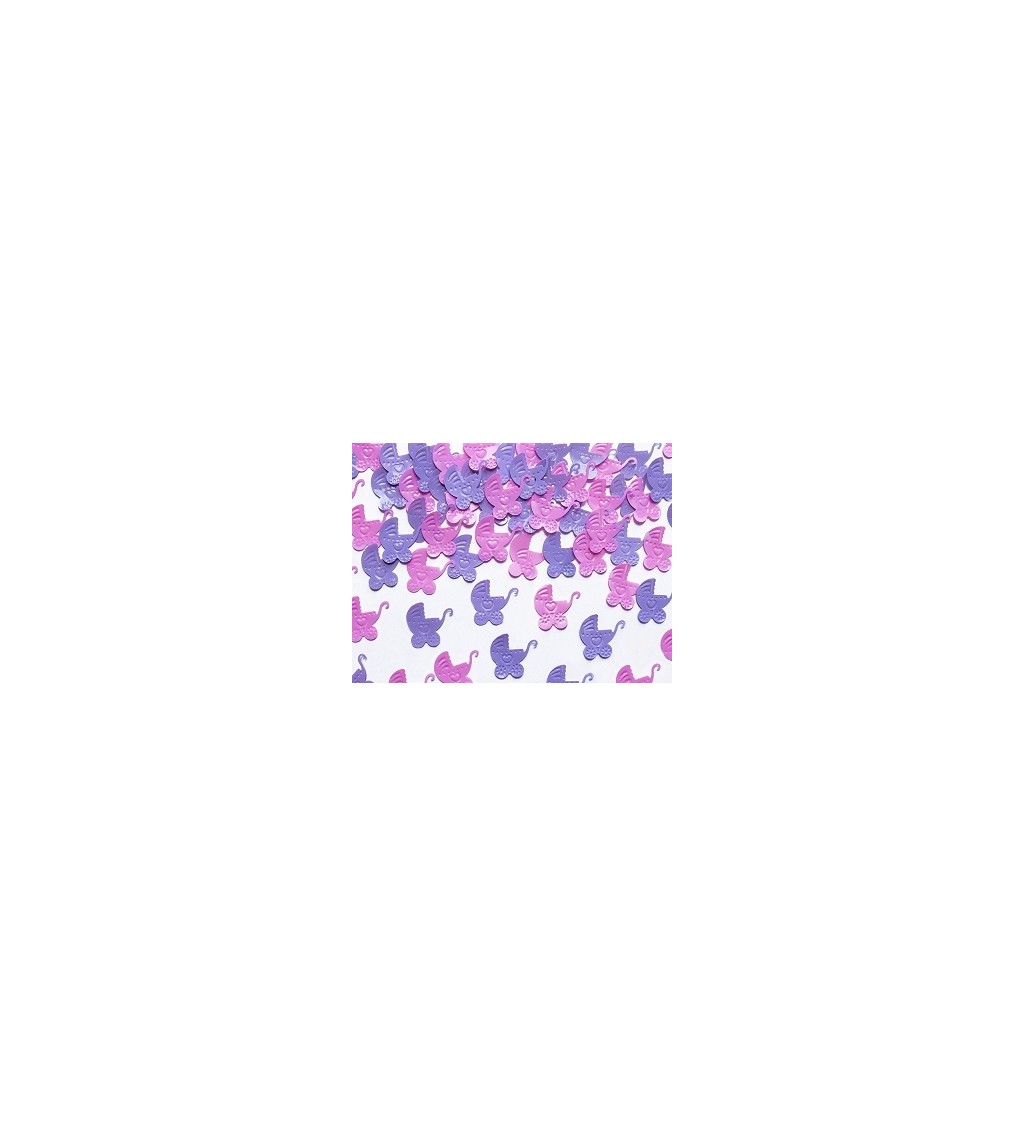 Konfety - ružové a fialové kočíky