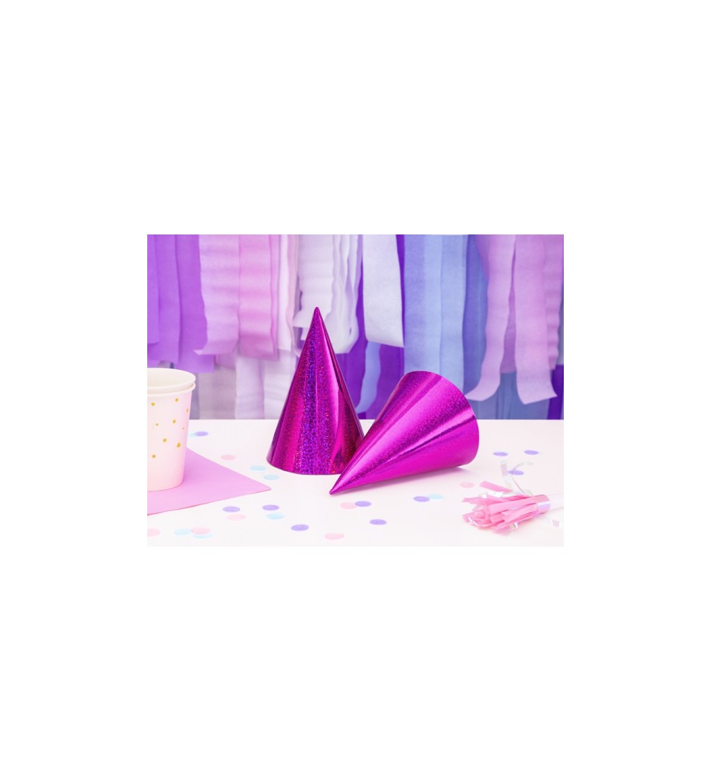 Papierové klobúky Ružová 6 ks