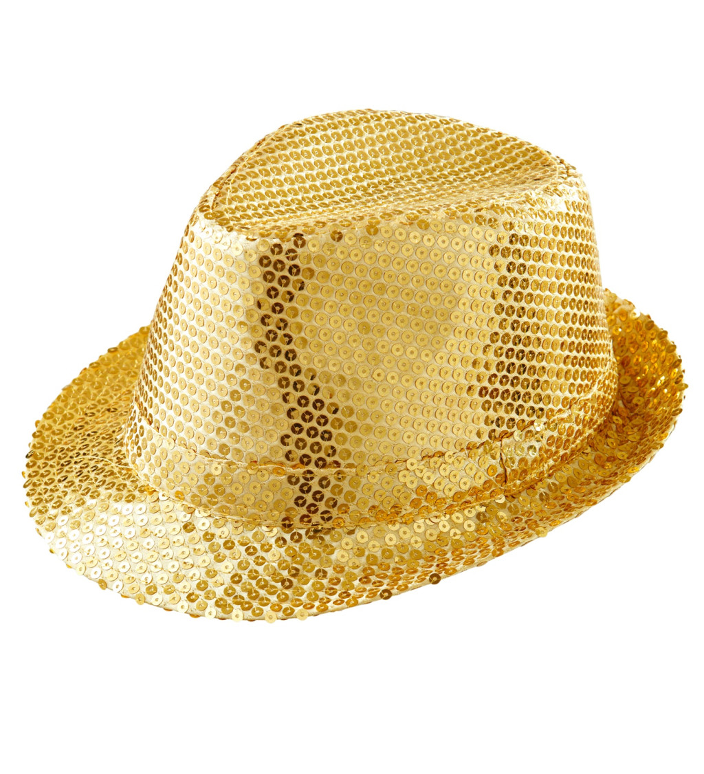 Zlatý trblietavý klobúk