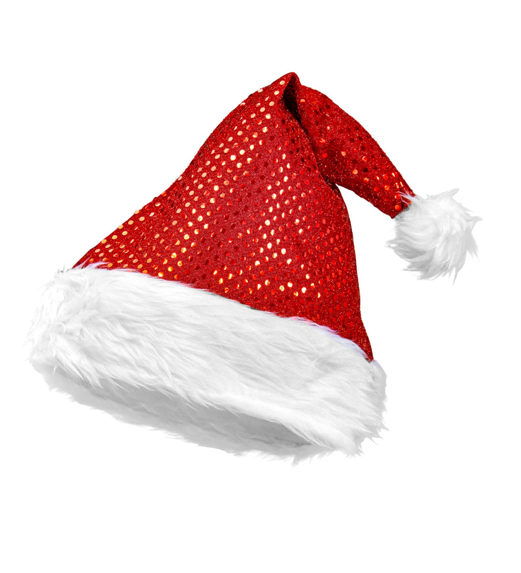 Trblietavá červená čiapka Santa