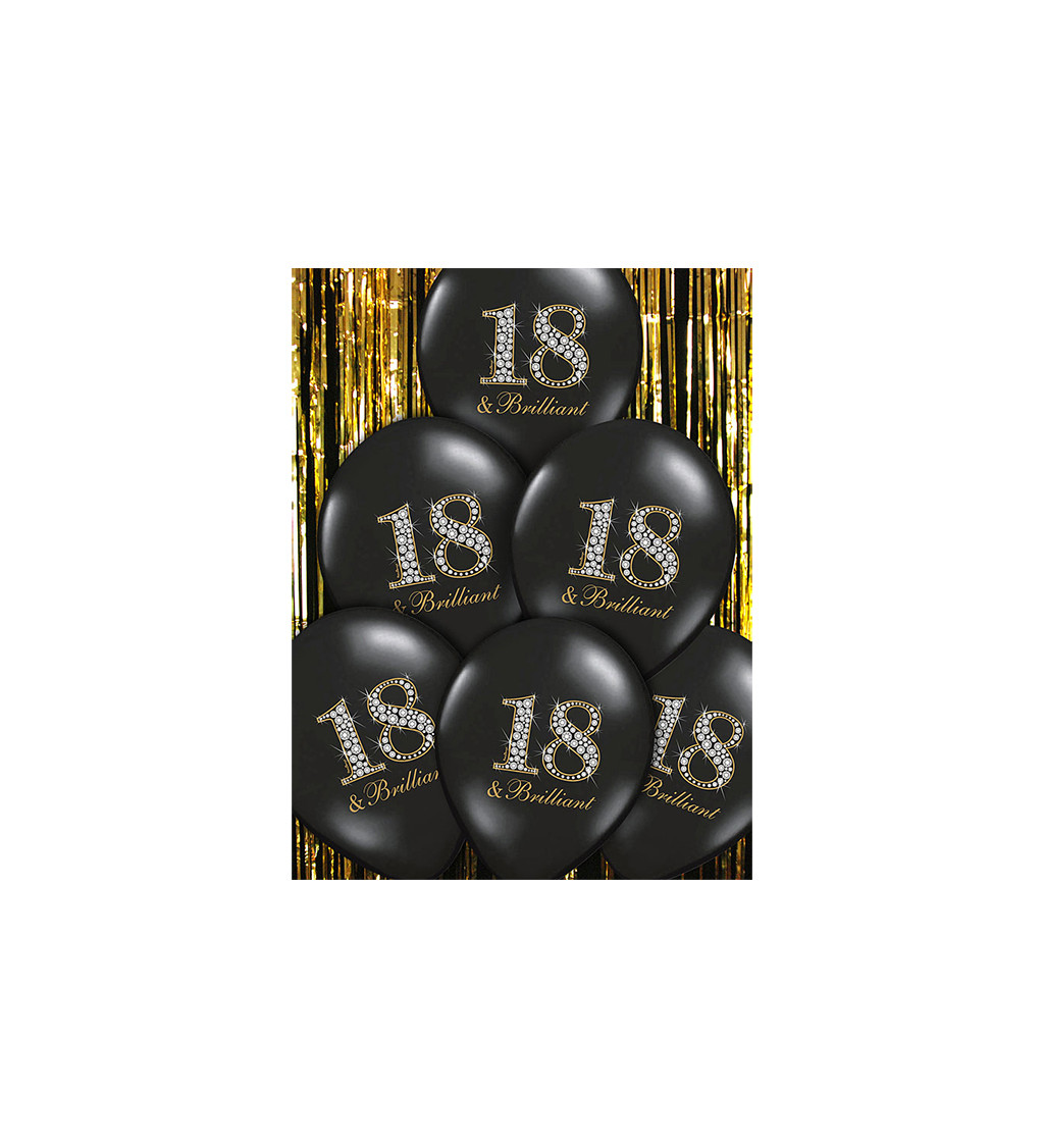 Balóny "18 & Brilliant" - Čierne
