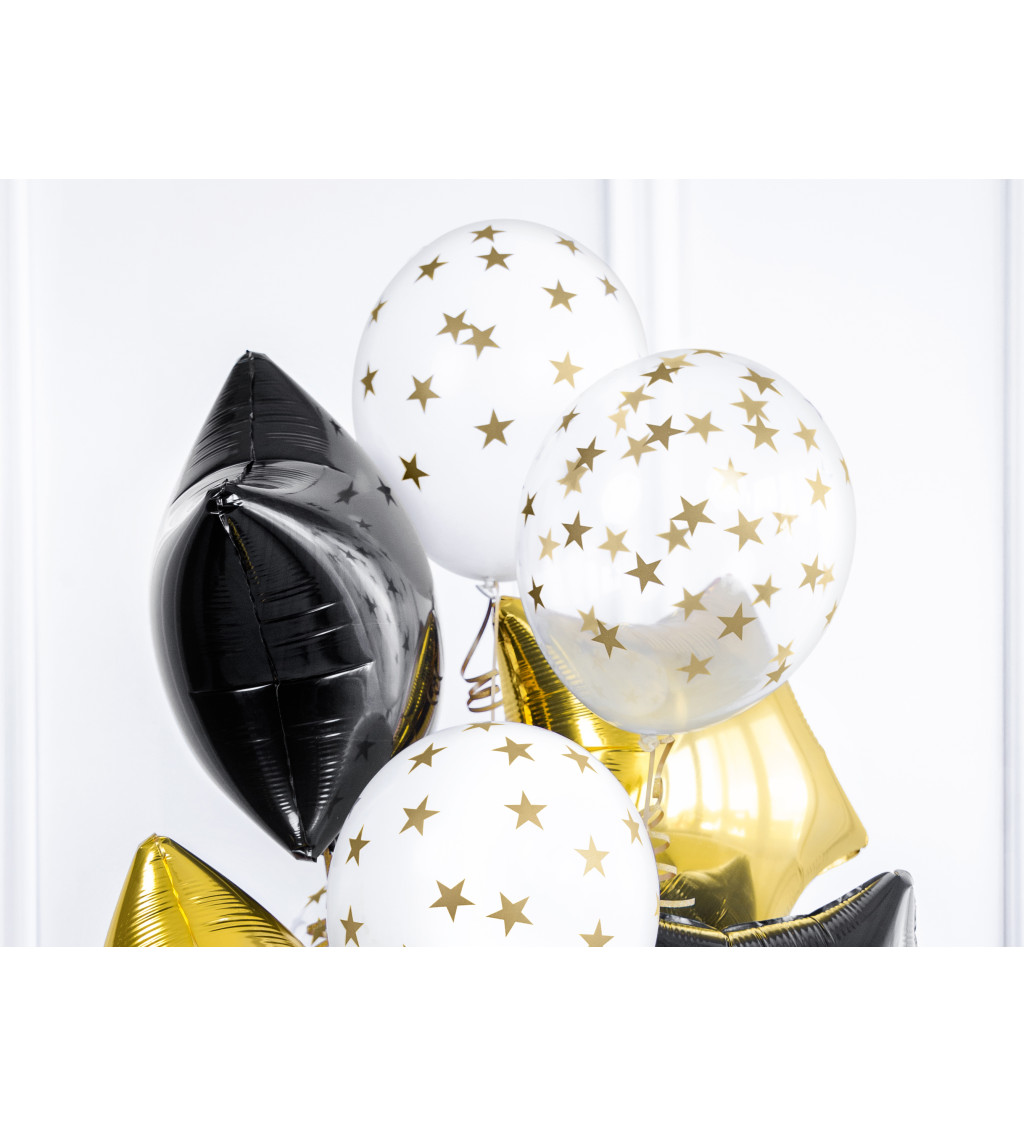 Priehľadné balóniky so zlatými hviezdičkami 50ks