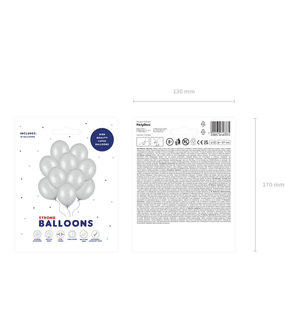 Latexové balóny - Metalická strieborná