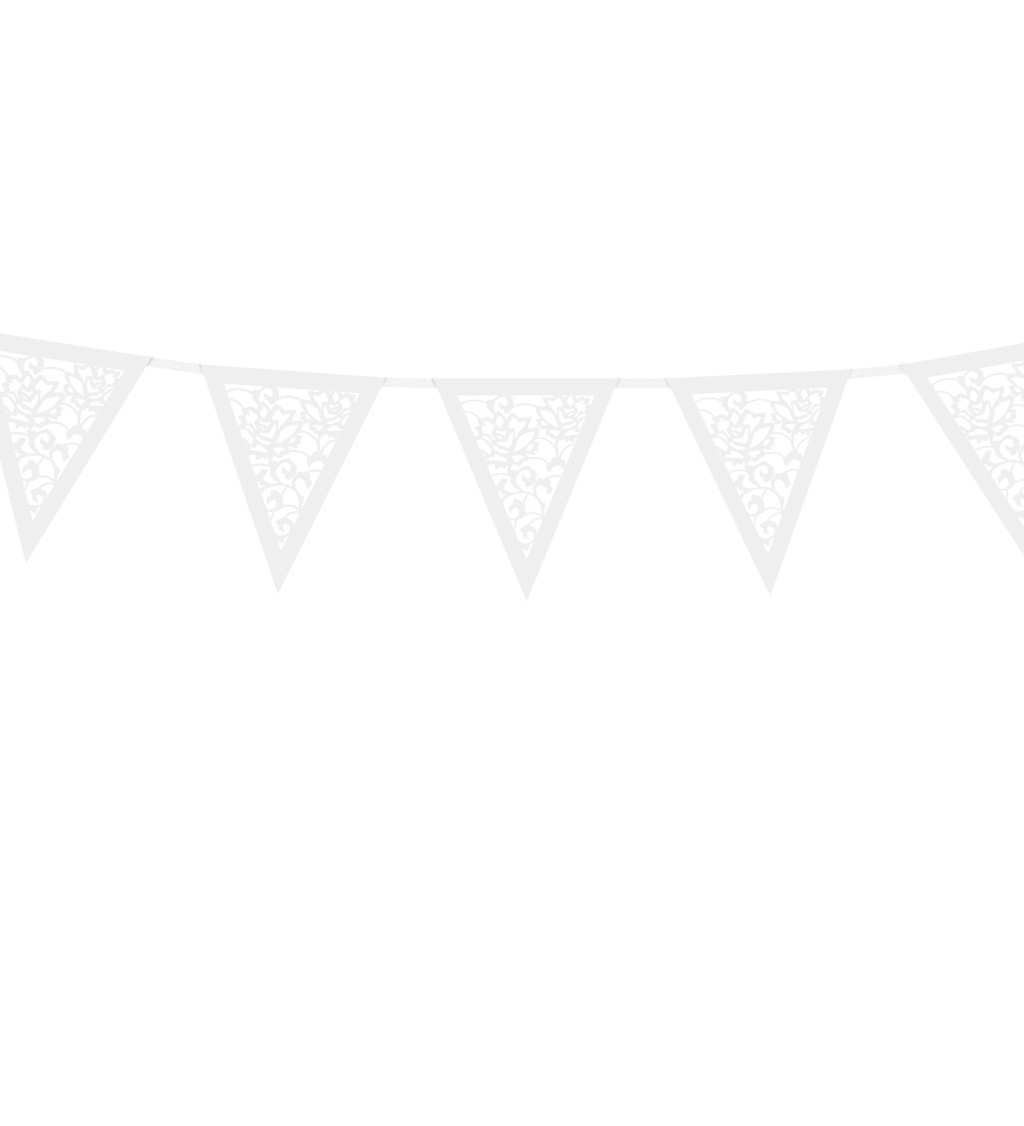 Girlanda čipková papierová v bielej farbe