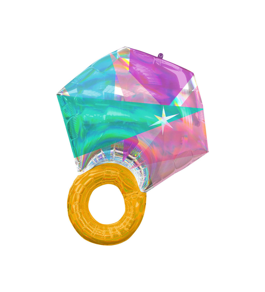 Fóliový balónik dúhový diamantový prsteň