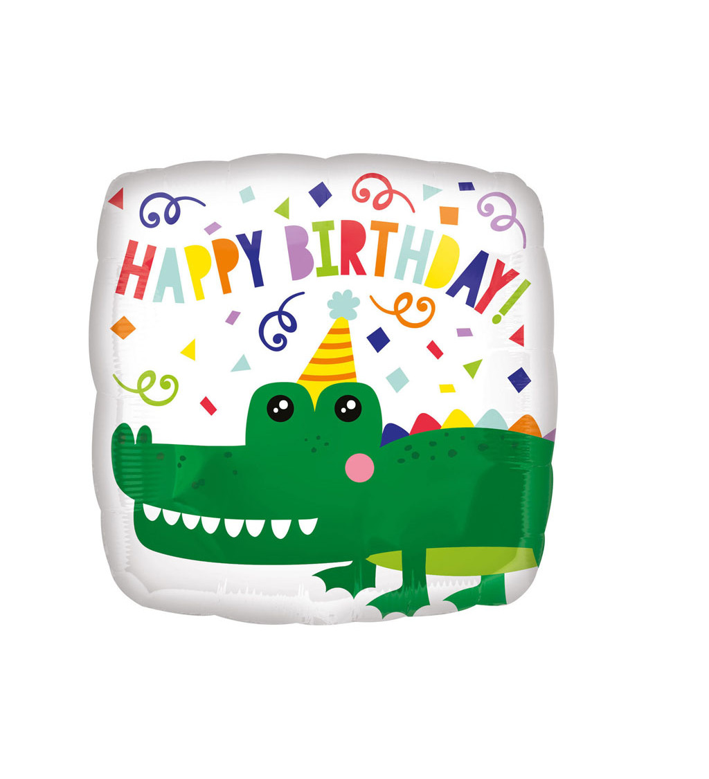 Fóliový balón Happy Birthday, krokodíl
