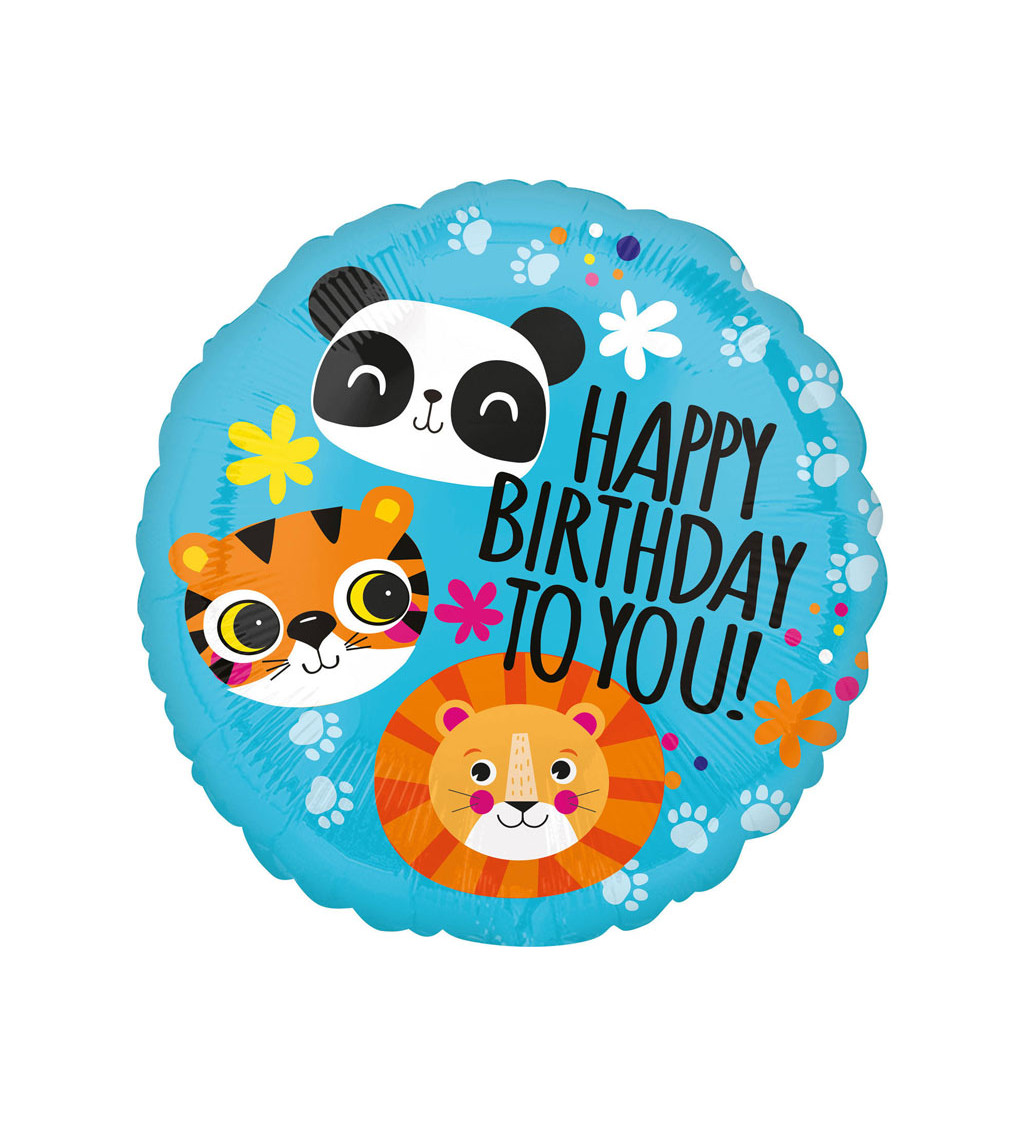 Narodeninový fóliový balónik s tigrom, pandou a levíkom