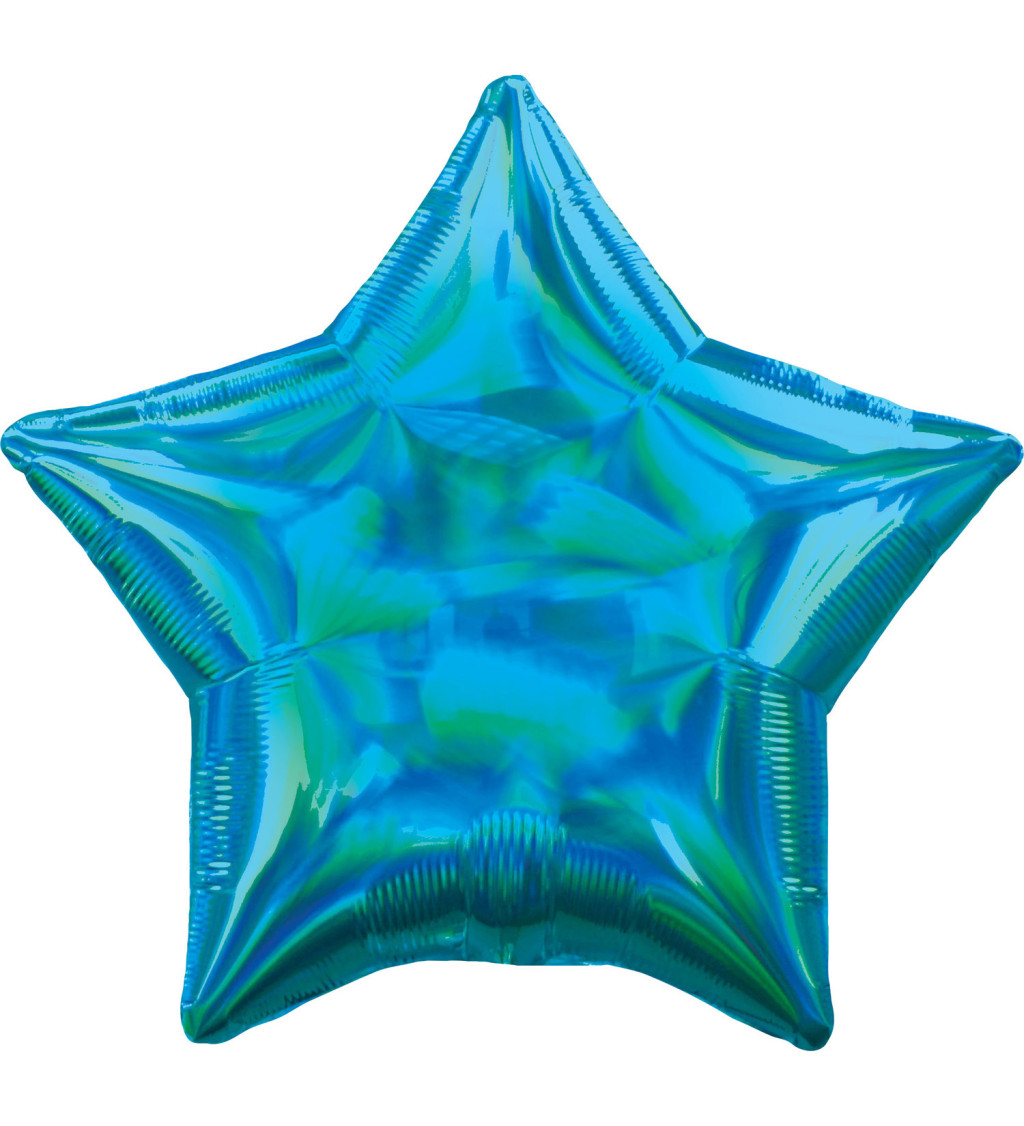 Fóliový balónik Holografická hviezda, modrá