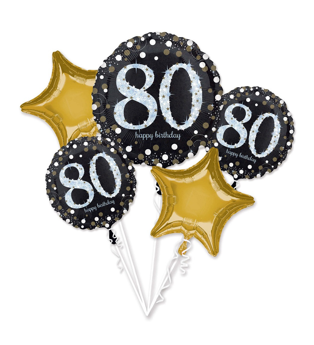 Sada "Sparkling Birthday 80" 5 - fóliové balóny