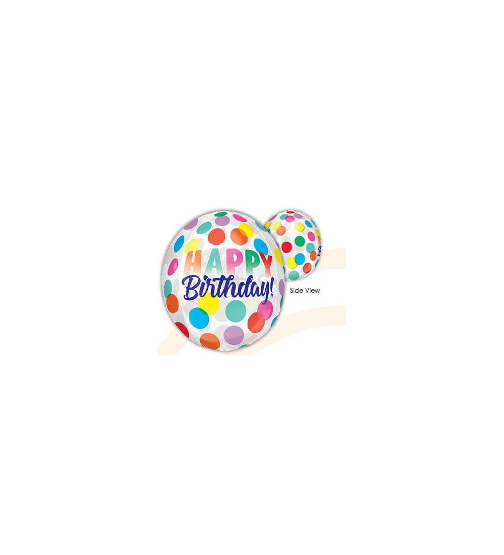 Guľatý balónik Happy Birthday, farebný