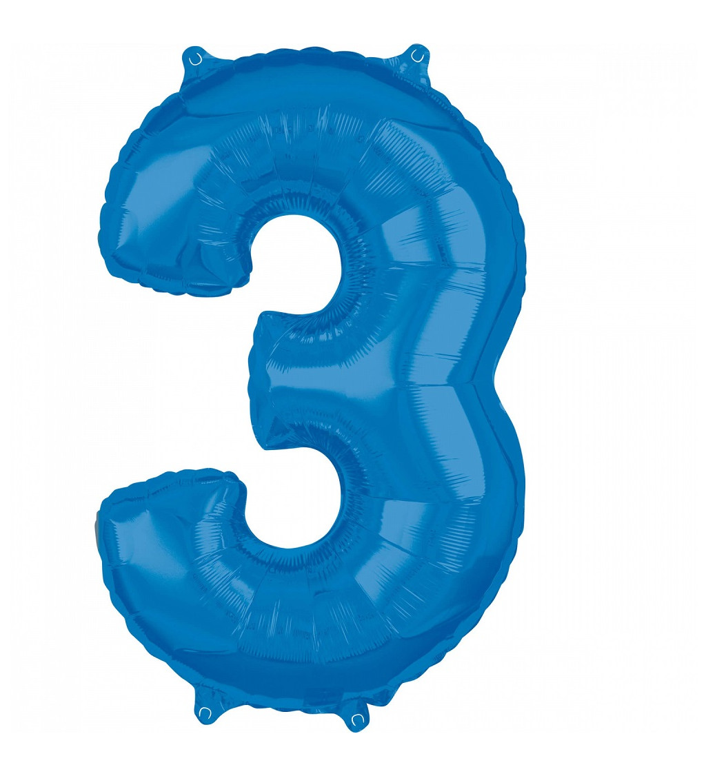 Fóliový balón "3" - Modrý