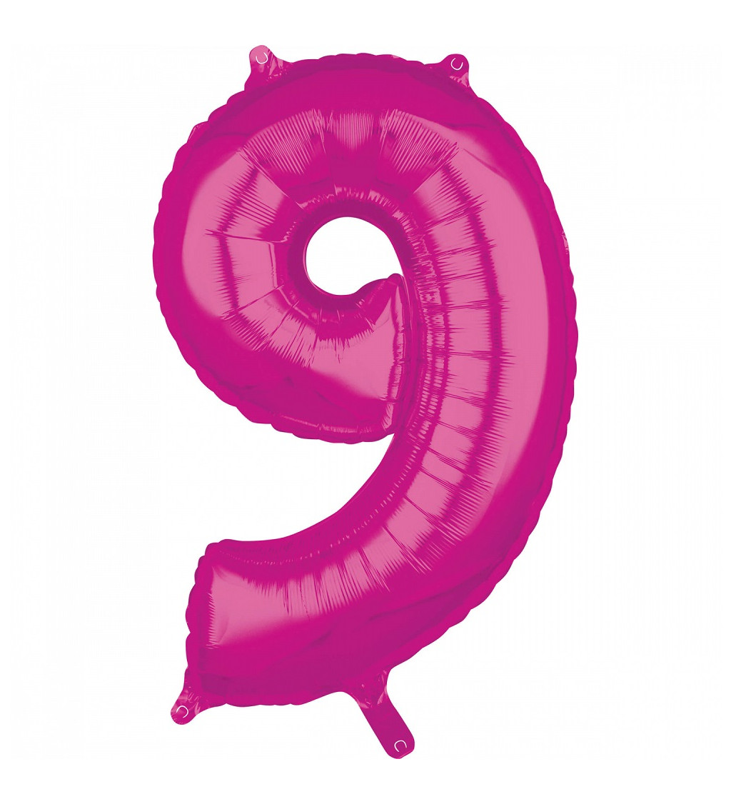 Fóliový balón "9" - Ružový