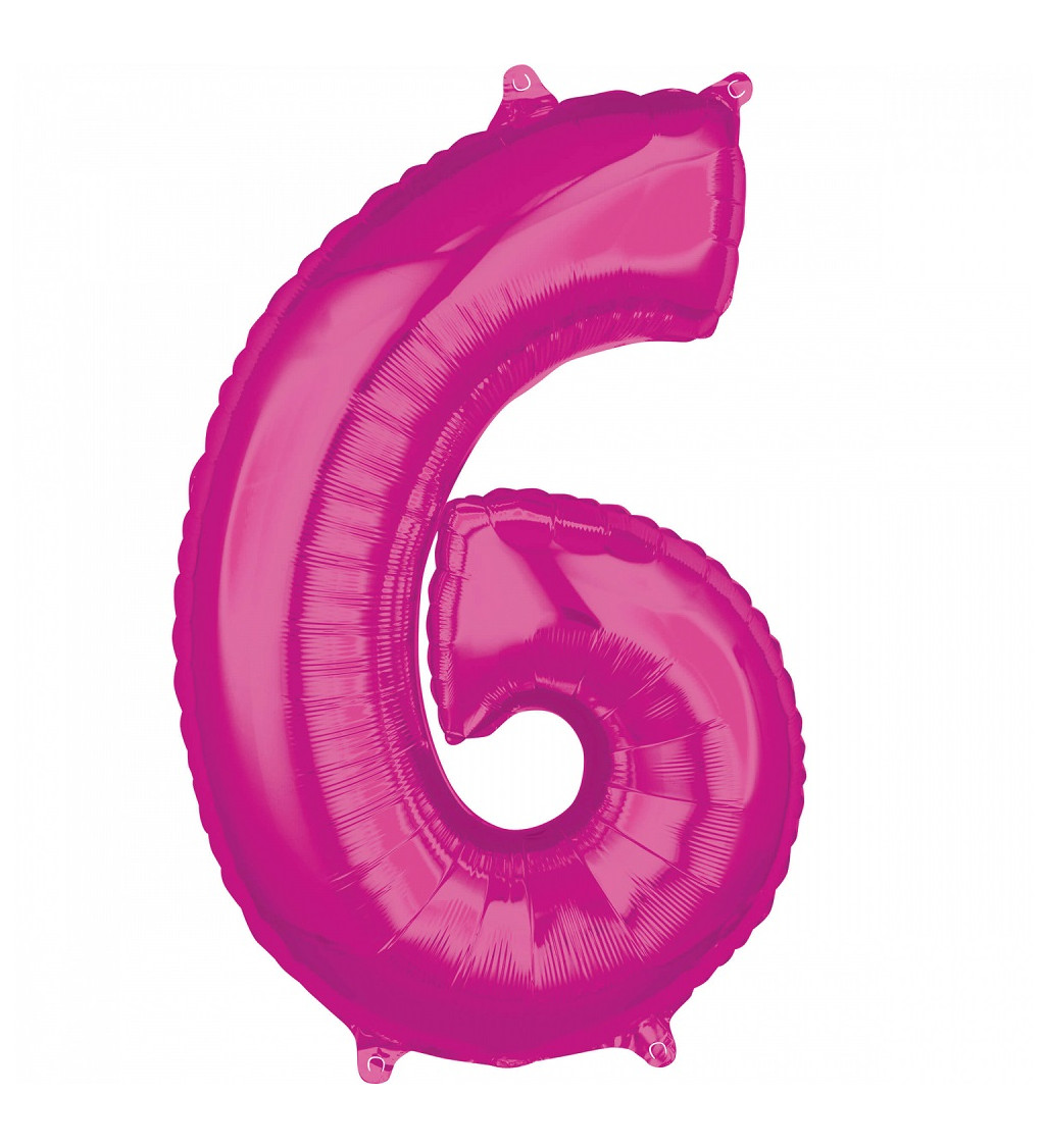 Fóliový balón "6" - Ružový, veľký