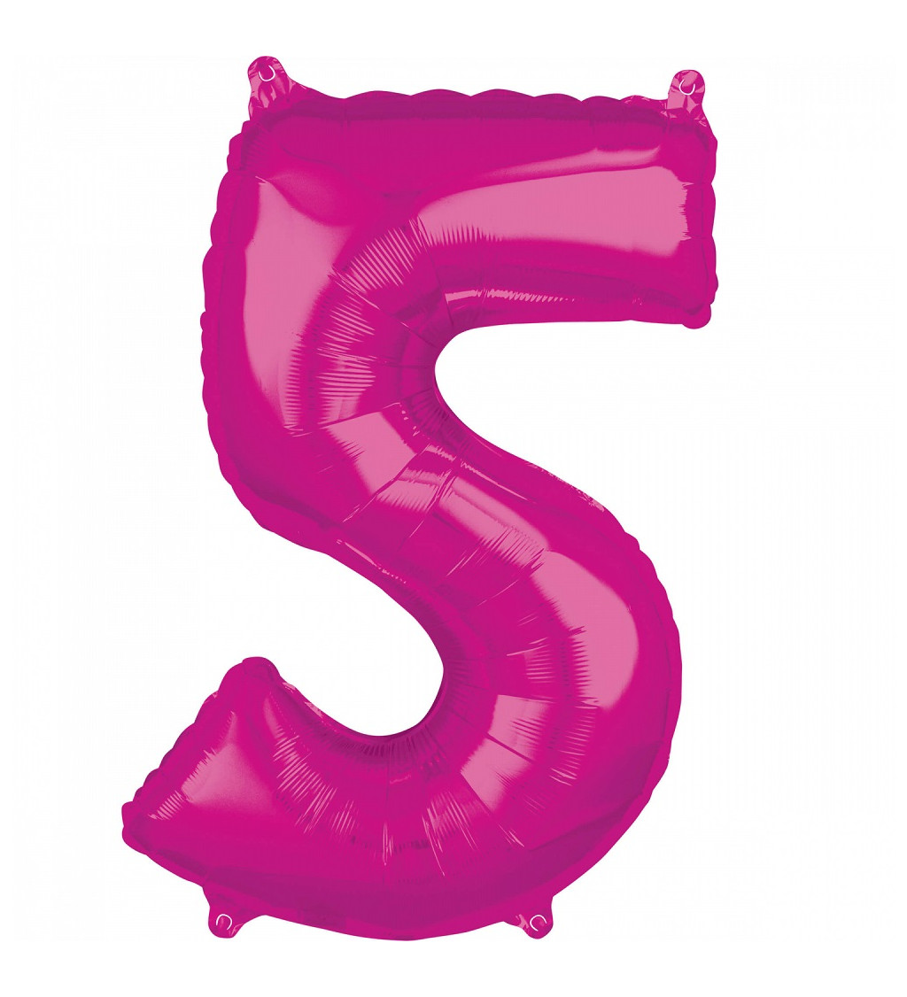 Fóliový balón "5" - Ružový