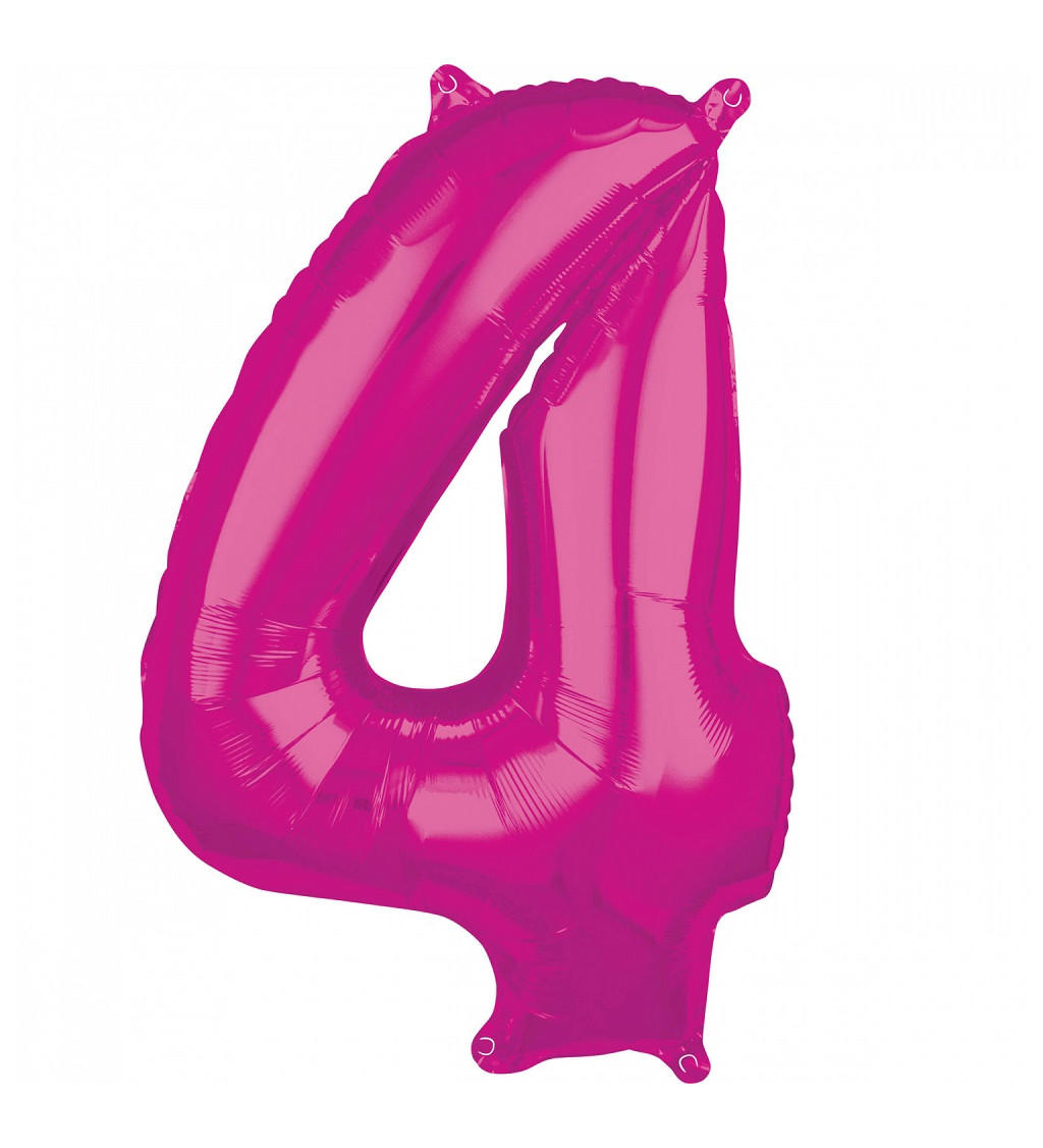 Fóliový balón "4" - Ružový