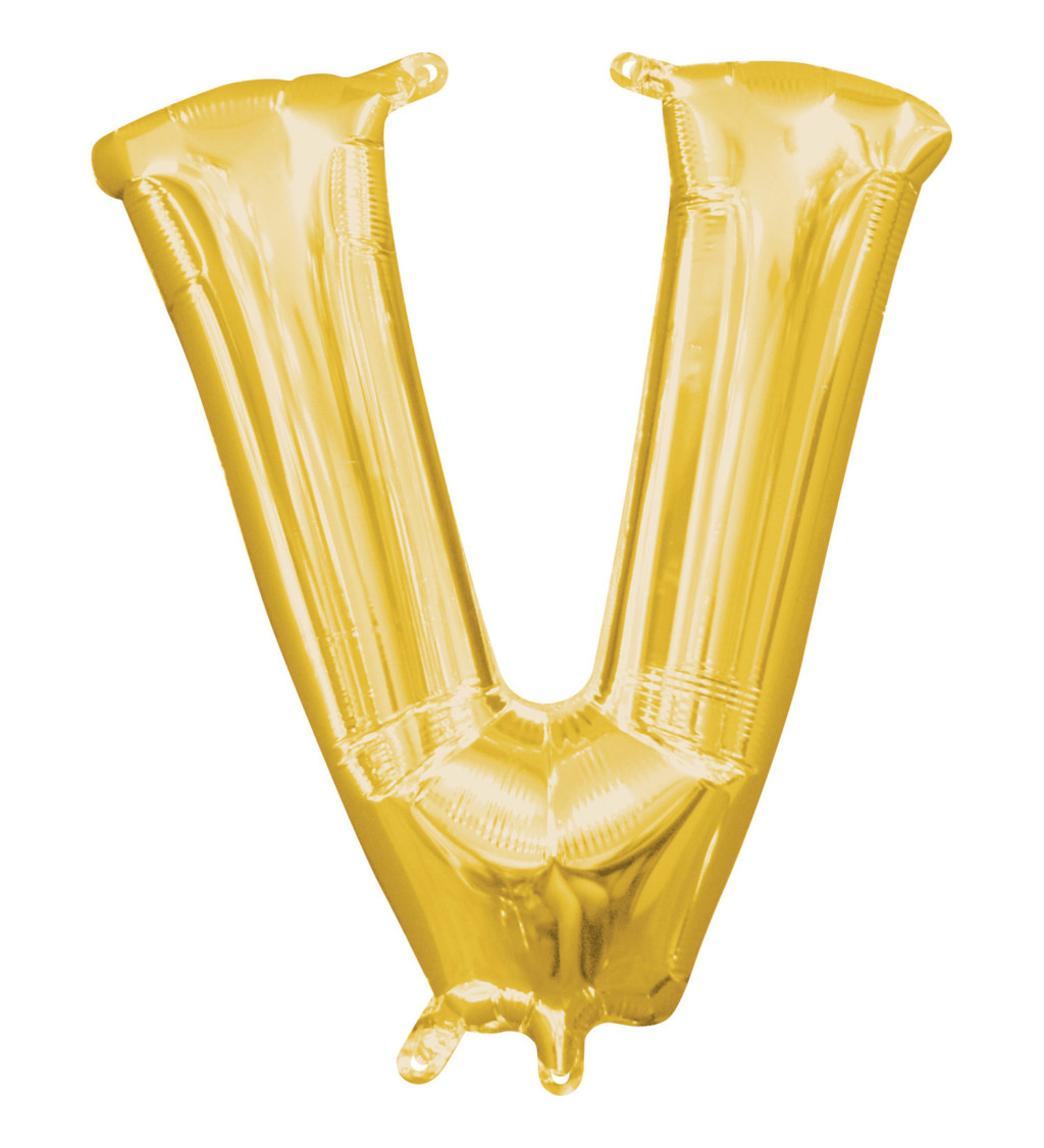 Fóliový balón "V" - Zlatý
